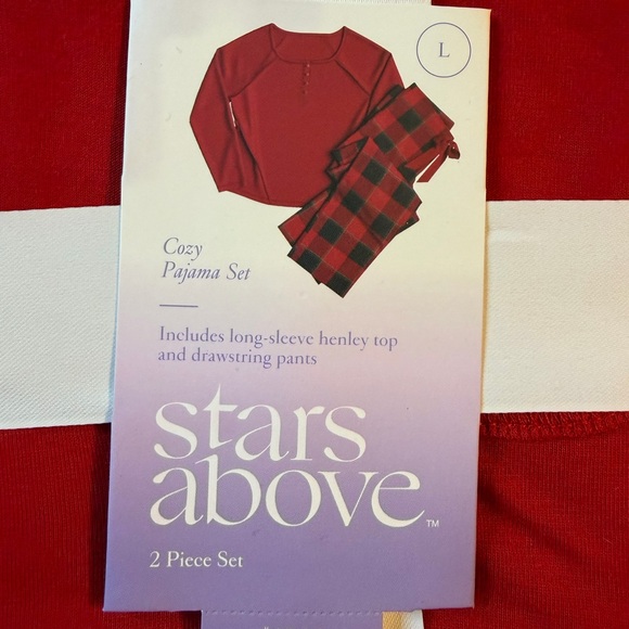 Stars Above Cozy Red and Black Pajama Set - Picture 2 of 3